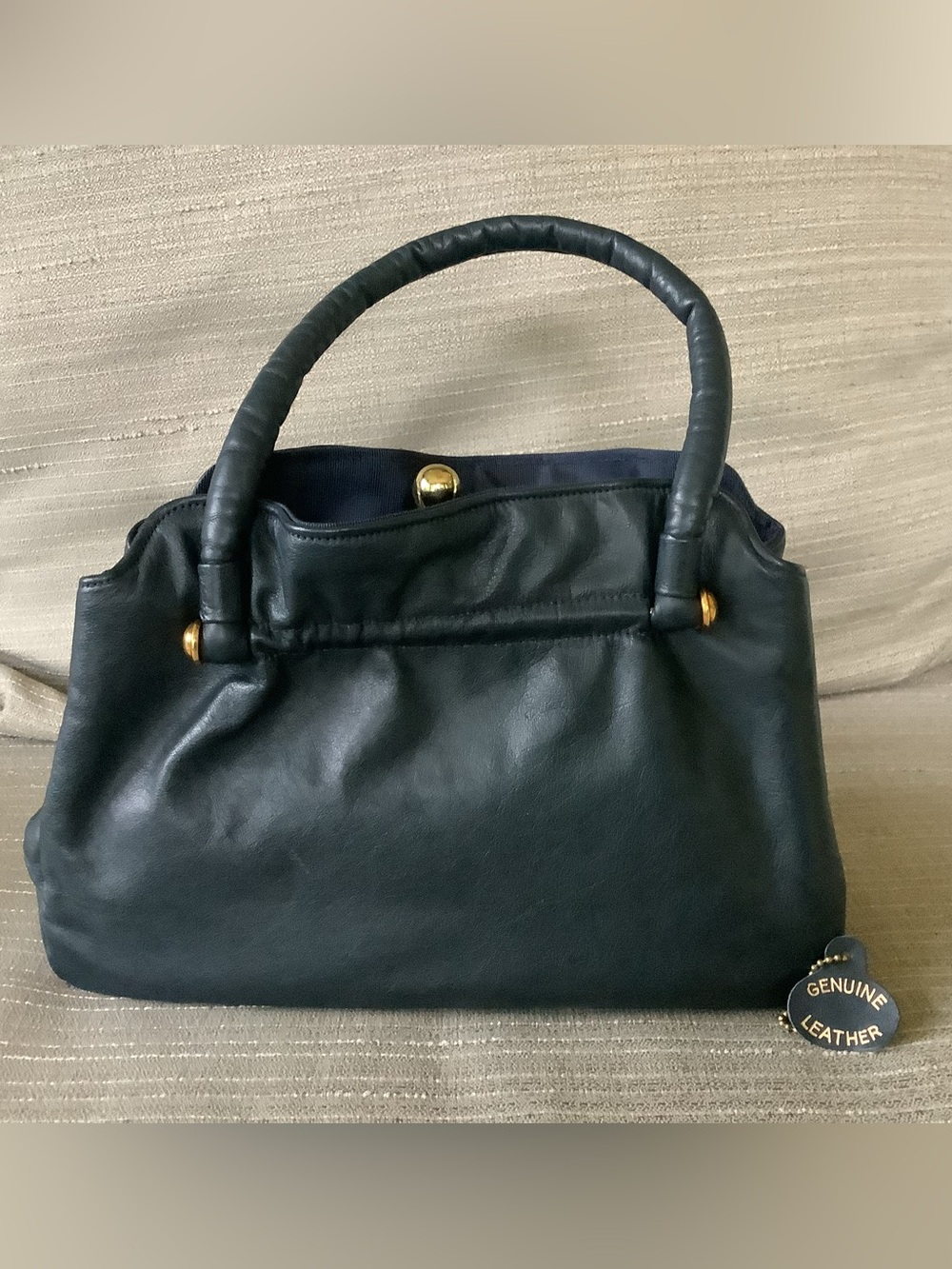 Vintage Etra Classic Black Leather Top-Handle Bag - Genuine Leather